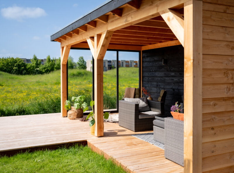 Veranda overkapping 4 Open veranda overkapping op vlonder uitzicht